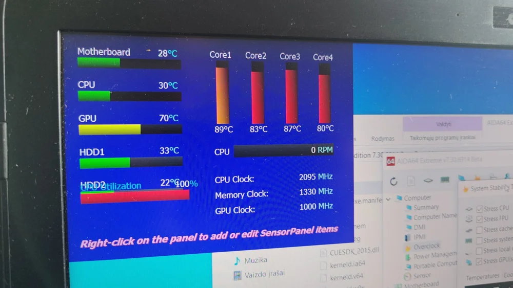 Temperatūrų patikros ekranas