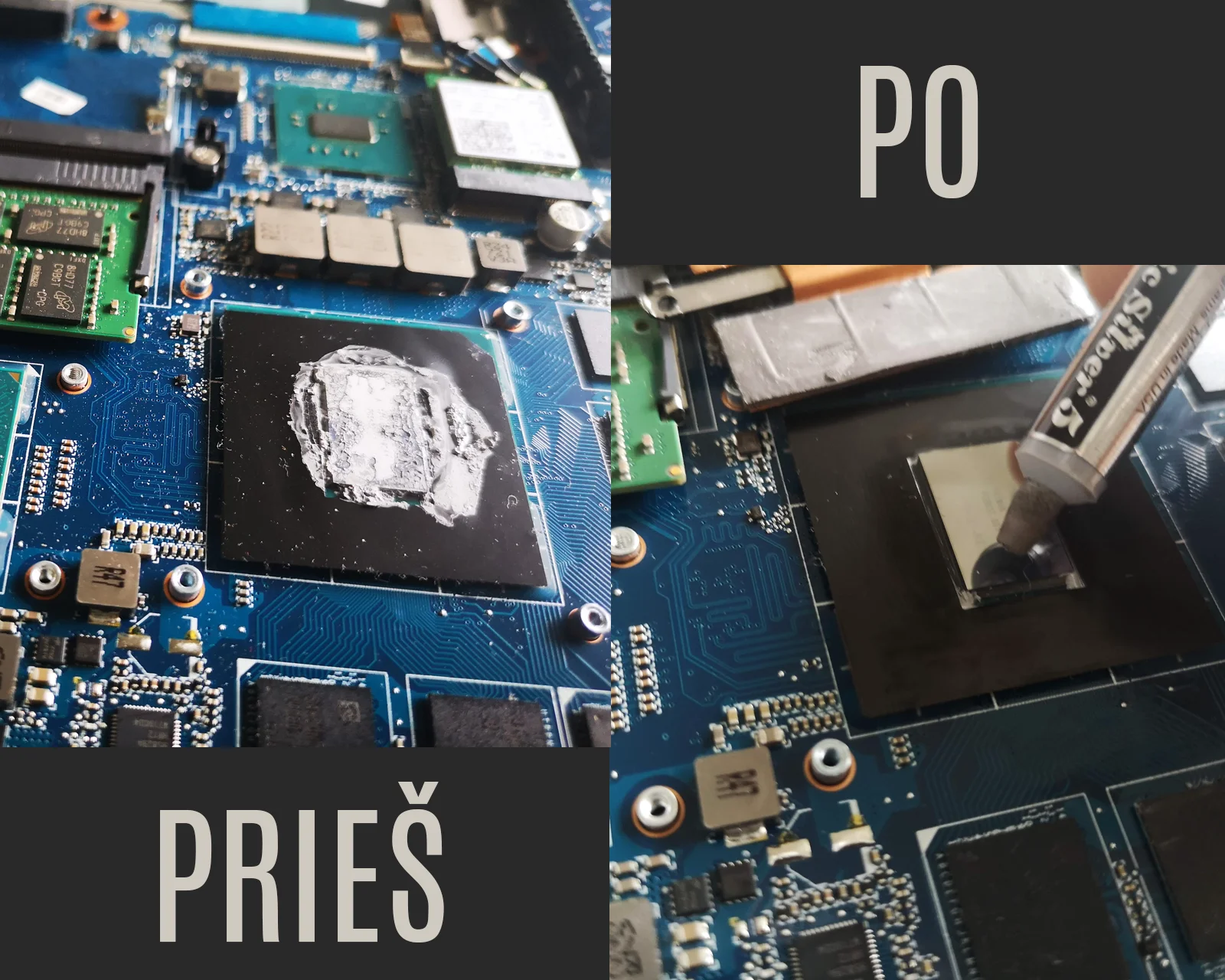 Tikros nuotraukos: termopastos priežiūros palyginimas prieš ir po.