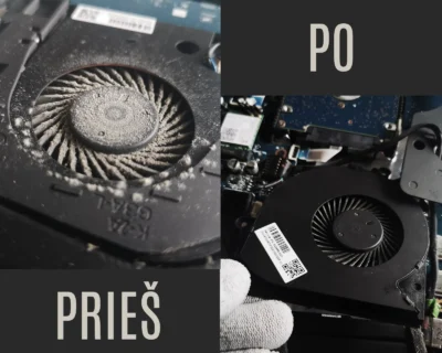 003 Nešiojamo Kompiuterio Aušinimo Radiatorius Prieš Ir Po Dulkių Valymo